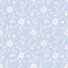 Monochrome Traditional Chintz Floral Vector Seamless Pattern. Classic Background