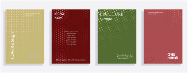 Minimalistic cover design templates. Layout set for covers of books, albums, notebooks, reports, magazines. Star, dot halftone gradient effect, flat modern abstract design Geometric mock-up texture