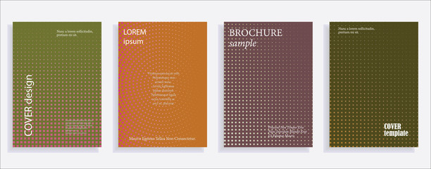 Minimalistic cover design templates. Layout set for covers of books, albums, notebooks, reports, magazines. Star, dot halftone gradient effect, flat modern abstract design Geometric mock-up texture