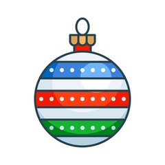 Christmas ornaments, baubles or Christmas ball filled icon