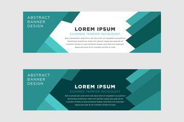 Collection blue and green horizontal business banner set vector templates. Modern geometric abstract background layout for website design. Simple creative cover header. In rectangle size.