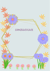 Greeting cards for congratulations on vintage style. Light gray background