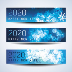 Fototapeta na wymiar Set of Horizontal Christmas, New Year Headers or Banners Design - 2020