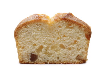 Fruit cake slice isolated on white background