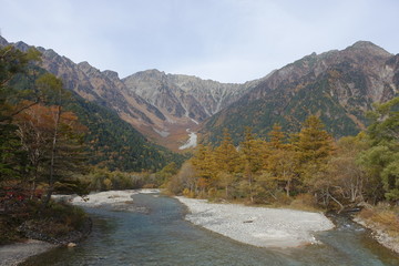Naklejka na ściany i meble Landscape of Kamikochi trail (Japan alps / Japanese mountain)