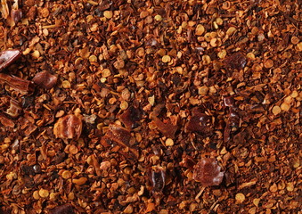 Crushed red pepper, dried chili flakes and seeds texture