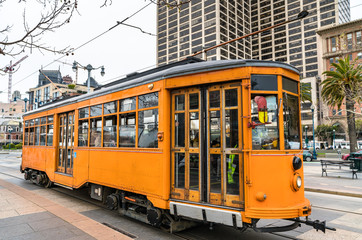 Fototapeta na wymiar Heritage electric streetcar in San Francisco, California