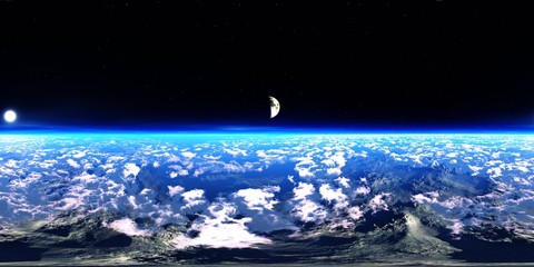 Panorama of clouds, HDRI, environment map , Round panorama, spherical panorama, equidistant projection, panorama 360, planet earth view from orbit