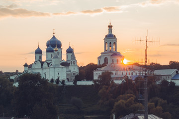 Fototapeta na wymiar old christian church at sunset in Russia. Свято-Боголюбский женский монастырь