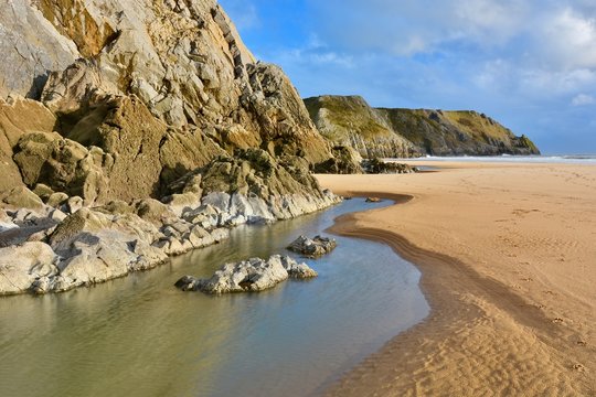 Three Cliffs and Pobbles Beach, The Gower, Wales.