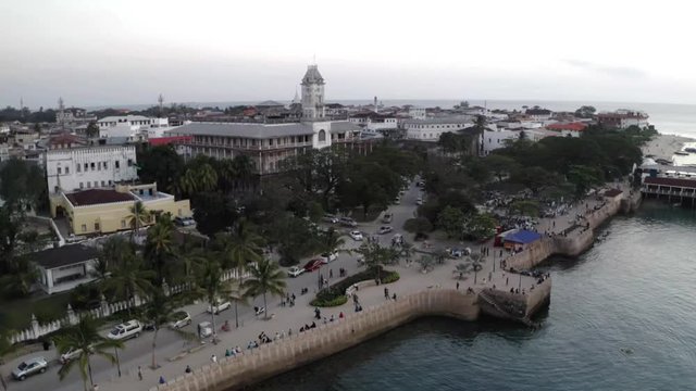 Stone town, Zanzibar seafront is a famous landmark in history. It  is known for the shortest world war in history and also a UNESCO world heritage site