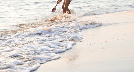 Summer. Beautiful sunset on the beach 