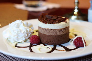 Chocolate three layer mousse cake