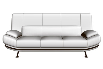 Polygonal realistic sofa Isolated on a white background. Front view. 3D. Vector illustration