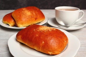 Blueberry Bun. Bun made from yeast dough, filled with bilberries, delicately covered with crumble.