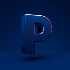 Phantom Blue 3d letter P uppercase