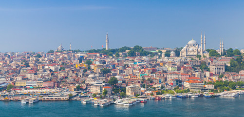 Istanbul, Turkey. Summer panoramic coastal cityscape