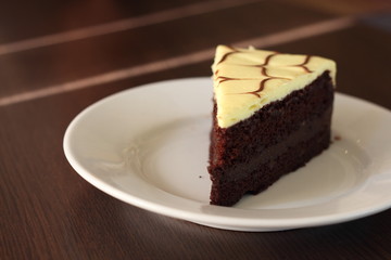 Slice of banana chocolate cake