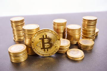 golden bitcoin, conceptual image for crypto currency