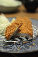 Delicious deep fried pork cutlet (Tonkatsu)