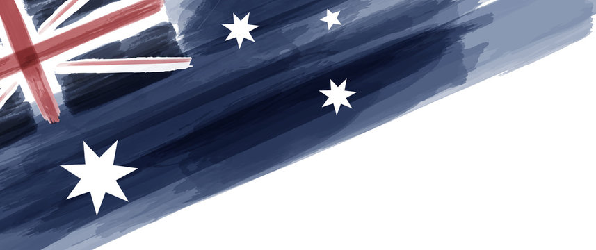 Australia National Day. Australian Flag with stripes and national colors. Watercolors.