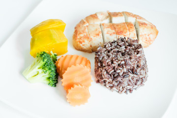 Clean food, Chicken grilled and vegetable and rice berry