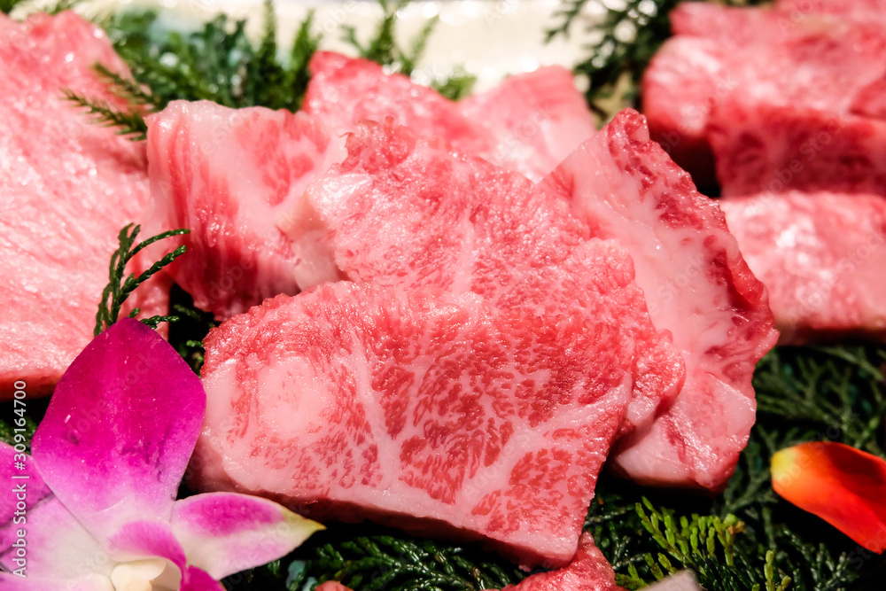 Poster Premium raw Japanese kobe beef sliced