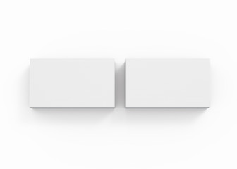 Business Card MockUp (US Standard 3.5 x 2 inches). 3D Illustration of Two Stacks of Empty Slightly Textured Paper Cards Isolated on White Background.