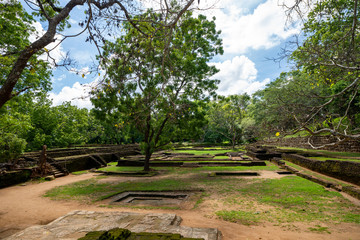 Ancient ruins and gardens of Sigiriya Rock Fortress in Sri Lanka