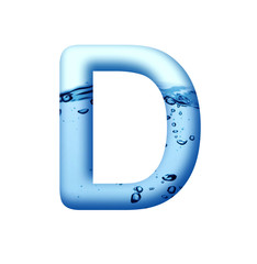 AQUA BLUE WATER AND WATER BUBBLE APLHABET LETTER D