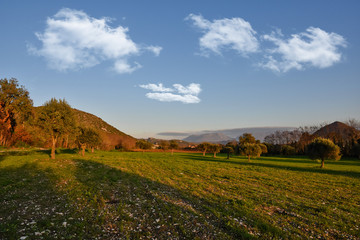 Landscape of the Italian countryside in winter in the Campania region