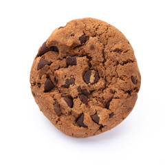 Chocolate chip cookies isolated on white background. Sweet biscuits. Homemade pastry.