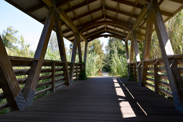 Covered wooden bridge