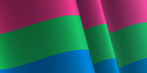 Waving flag of Polysexual. LGBT, LGBTQ, LGBTQ+ Template, banner, background. Month pride. Symbol, illustration. 