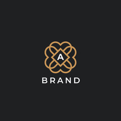 Premium letter A logo design. Luxury floral linear monogram abstract logotype. Creative elegant vector symbol.