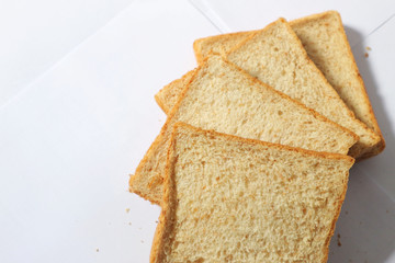 Fresh bread and white background