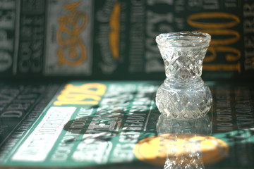 vintage crystal vase and bright sunlight