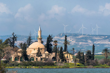 Fototapeta na wymiar Hala Sultan Tekke or Mosque of Umm Haram is a Muslim shrine located near the salt lake of Larnaca. Cyprus