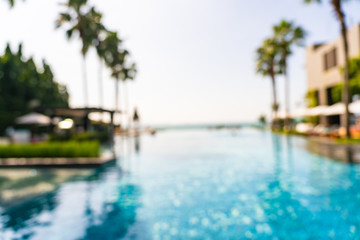 Fototapeta na wymiar Abstract blur outdoor swimming pool in hotel resort