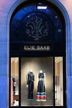 Paris, France - March 04, 2019: Elie Saab Front Store In Paris, March 2019.