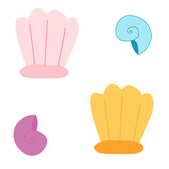 Sea life. Vector illustration. Cute sea shell Best for children colorong. Balck and white. Stroke. Underwater world, marine animals. Hand drawn cute. Isolated on white background