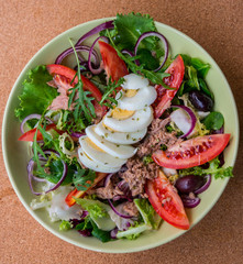 Tuna salad with vegetables and eggs