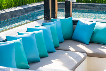 Comfortable pillow on sofa chair decoration outdoor