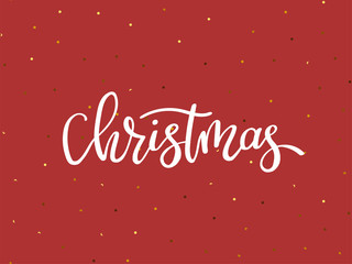 Merry Christmas vintage background with lettering and gold glitter elements