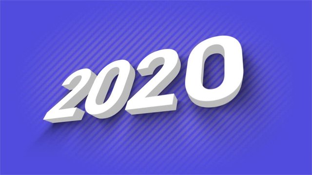 2020 - Happy New Year bouncing greeting text on the purple background. 4K and Full HD rendering. Perfect for invitations, intros and outros