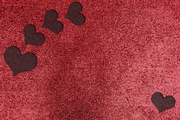 Valentine day background with hearts, top view