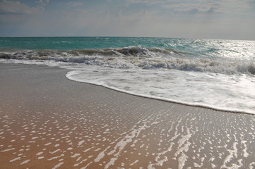 Storm at sea on a Sunny summer day
