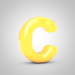 Yellow Fruit Bubble Gum letter C isolated on white background.