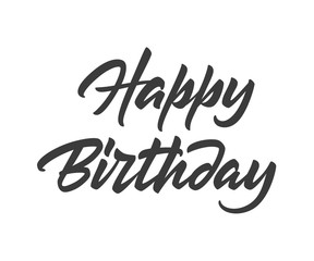 Happy Birthday vector text in freehand style. Handmade lettering with brush