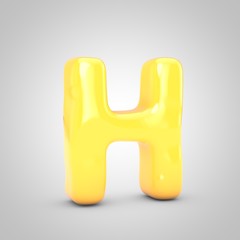 Yellow Fruit Bubble Gum letter H isolated on white background.
